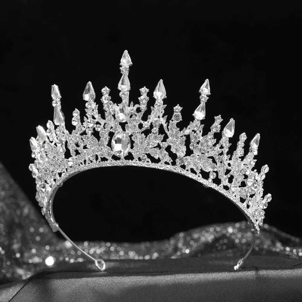 Wedding Crystal Bridal Tiara Crown Silver Diadem Veil Hair Accessories Headpiece